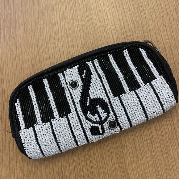Vintage Mary Frances Piano Music Note Beaded Clutch Pouch - Picture 2 of 9